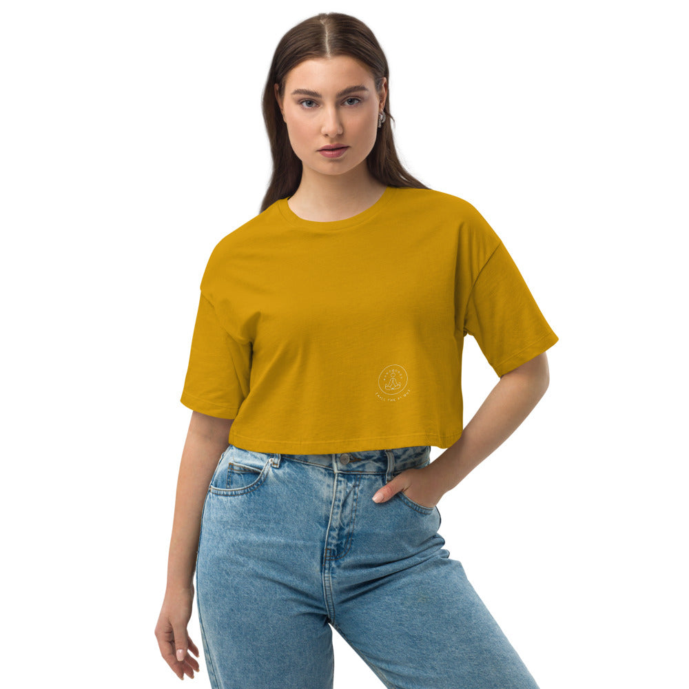 Loose drop shoulder crop top