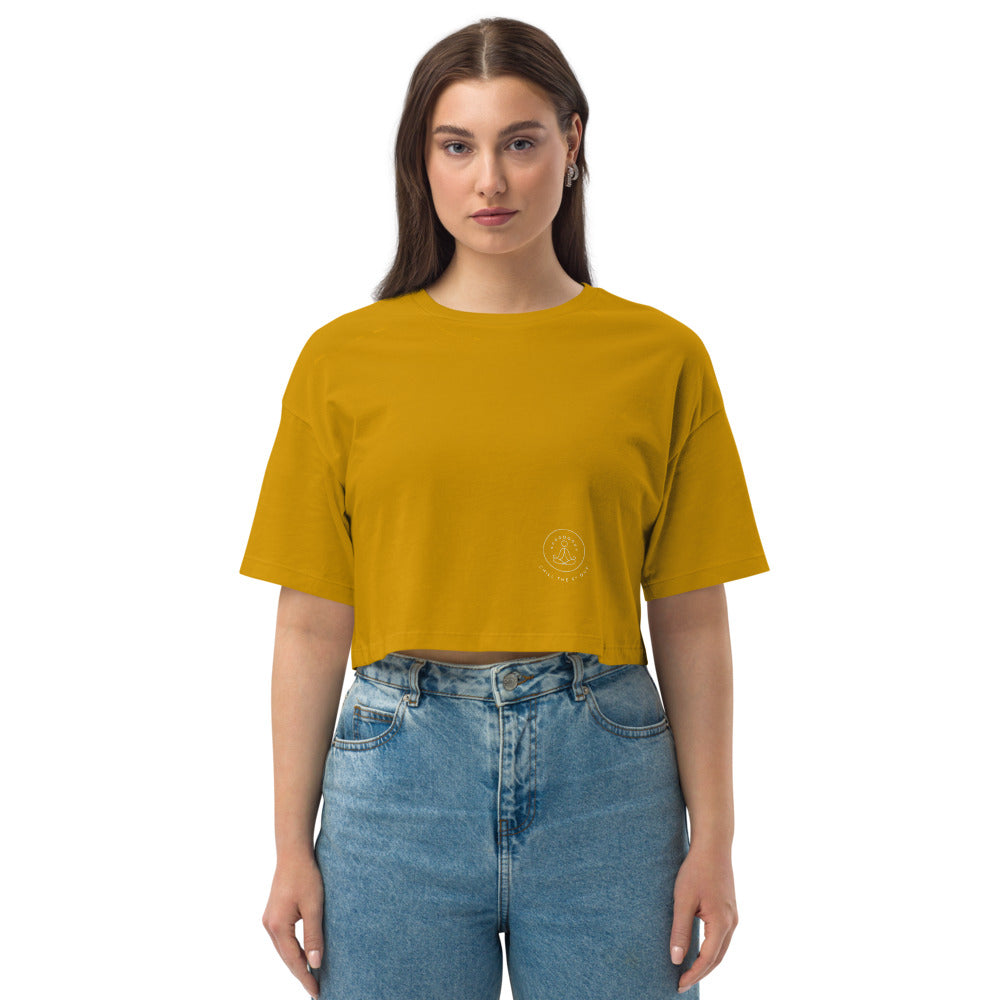 Loose drop shoulder crop top